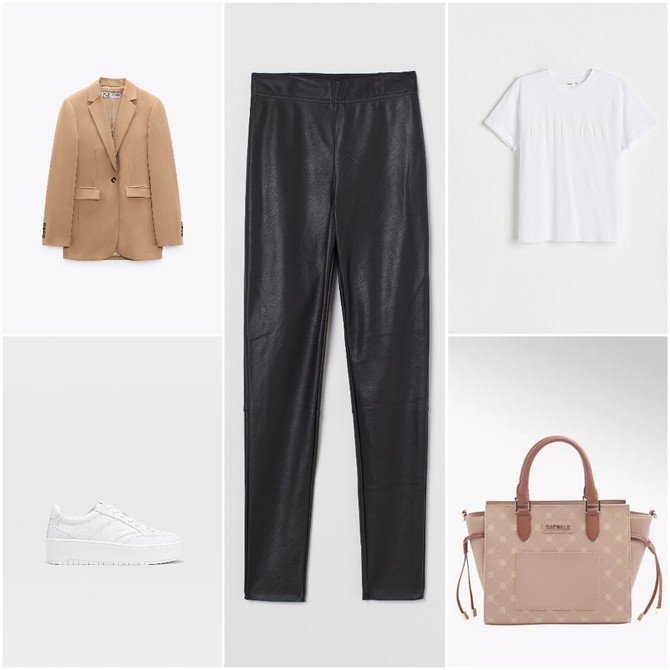 Sako „Zara“,  pantalone „H&M“,  majica „Reserved“, patike „Stradivarius“,  tašna „Deichmann“