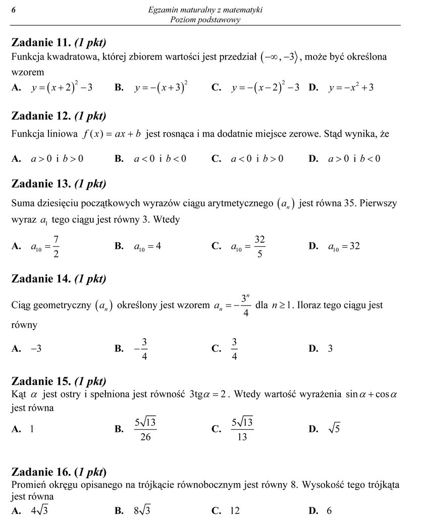 Matura poprawkowa z matematyki