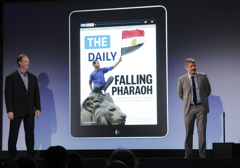Prezentacja „The Daily” - pierwszej w historii gazety codziennej stworzonej specjalnie na iPada. Fot. Jonathan Fickies/Bloomberg
