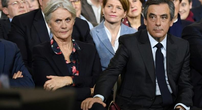 Francois and Penelope Fillon at a campaign rally on January 29, 2017 in Paris