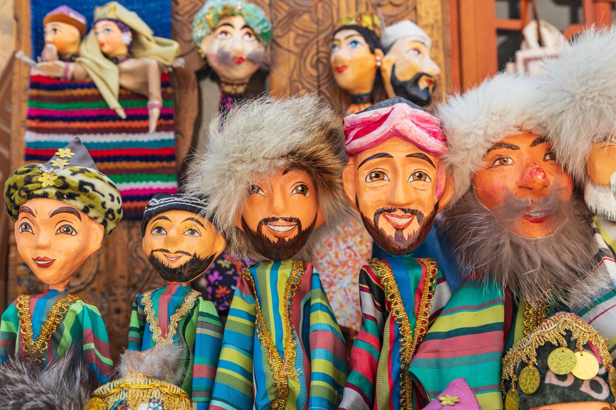 Uzbekistan Khiva,Xorazm,Region,Uzbekistan,Central,Asia.,Painted,Paper,Mache,Puppets