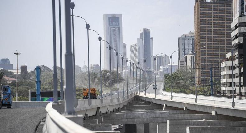 A general view of the Nairobi Expressway along Mombasa road in Nairobi on March 23, 2022. - The construction of the 27.1km Nairobi Expressway continues and is scheduled to be completed in June 2022. (Photo by SIMON MAINA/AFP via Getty Images)