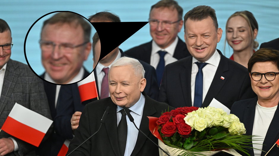 Jarosław Kaczyński w czasie wieczoru wyborczego