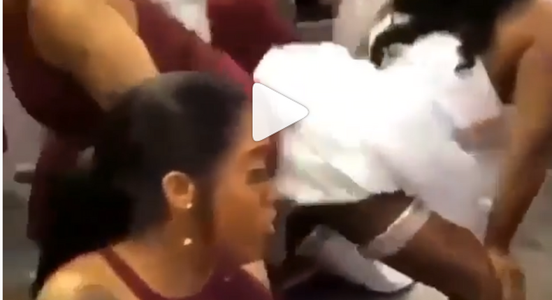 Overexcited bride displays her underwear in a crazy twerking at wedding reception