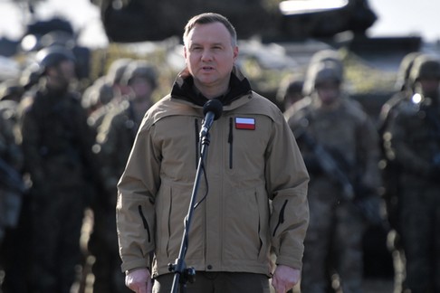 Prezydent Andrzej Duda na poligonie w Drawsku Pomorskim, 2020 r. 