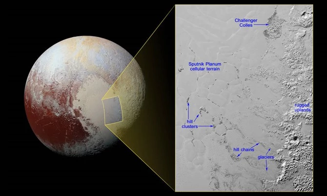 Góry lodowe na powierzchni Plutona w obszarze Sputnik Planum