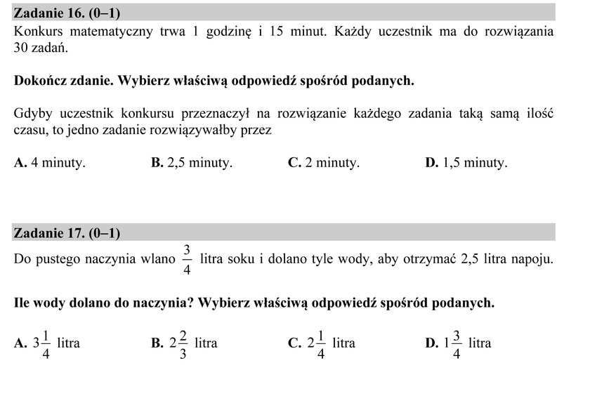 Arkusze ze sprawdzianu szóstoklasisty 2016 - język polski i matematyka