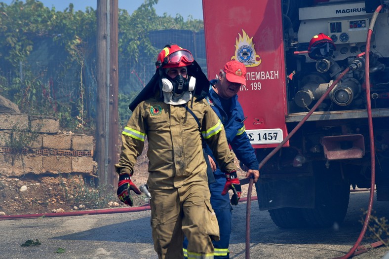 Greccy strażacy walczą z ogniem