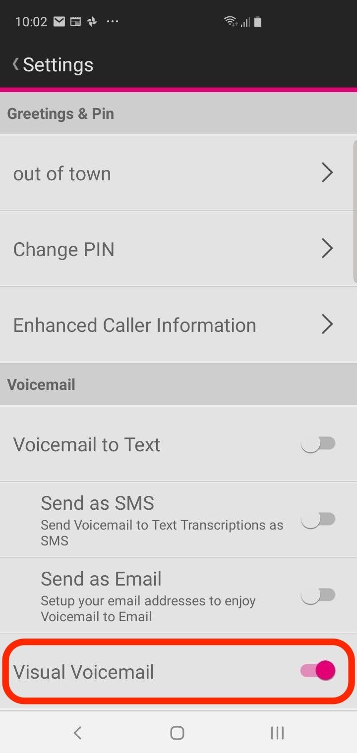 galaxy s10 voicemail app missing