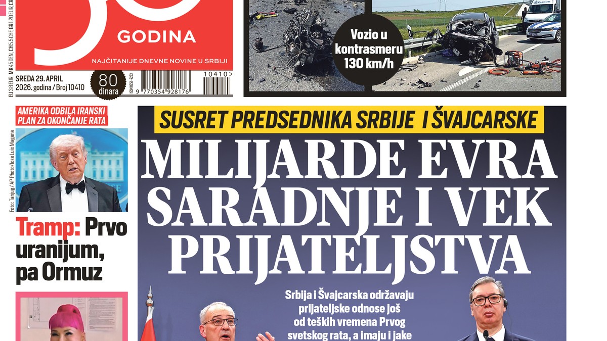Blic naslovna strana za 29.4.