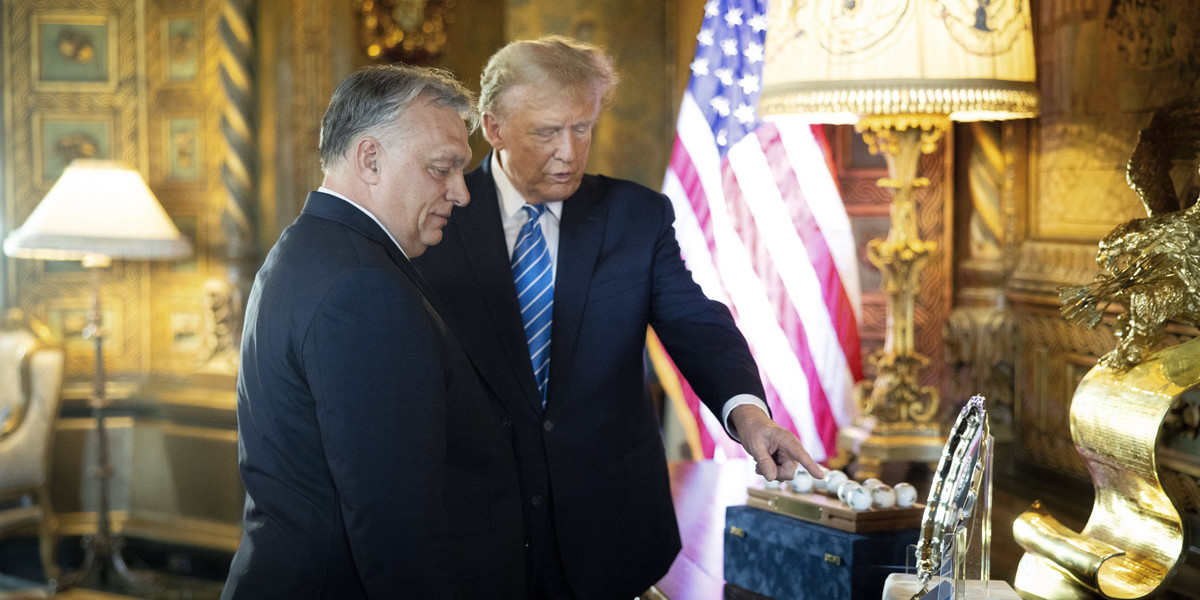 Spotkanie premiera Węgier Viktora Orbana z byłym prezydentem USA Donaldem Trumpem w posiadłości Trumpa na Florydzie. USA, 8 marca 2024 r.