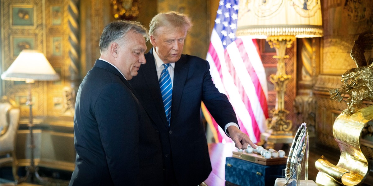 Spotkanie premiera Węgier Viktora Orbana z byłym prezydentem USA Donaldem Trumpem w posiadłości Trumpa na Florydzie. USA, 8 marca 2024 r.