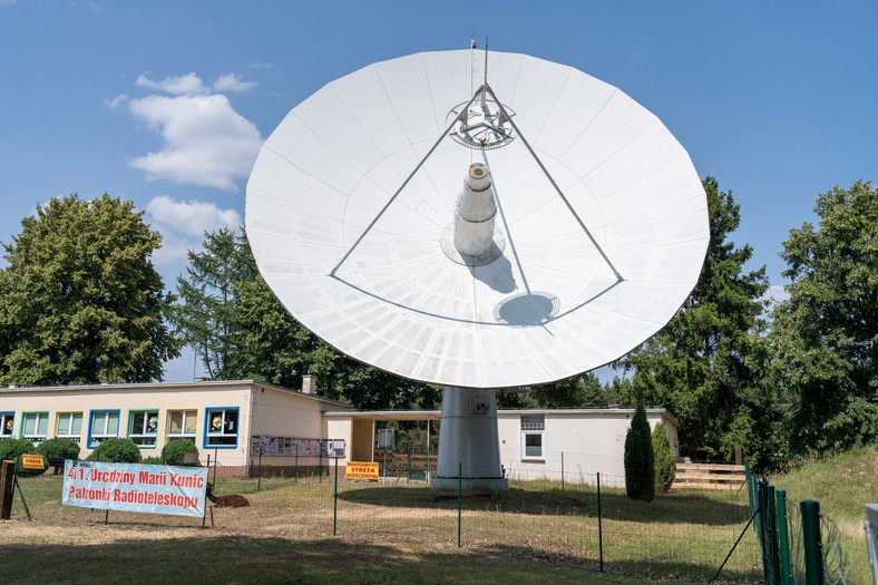 The 13-meter radio telescope dish in Cieszycin