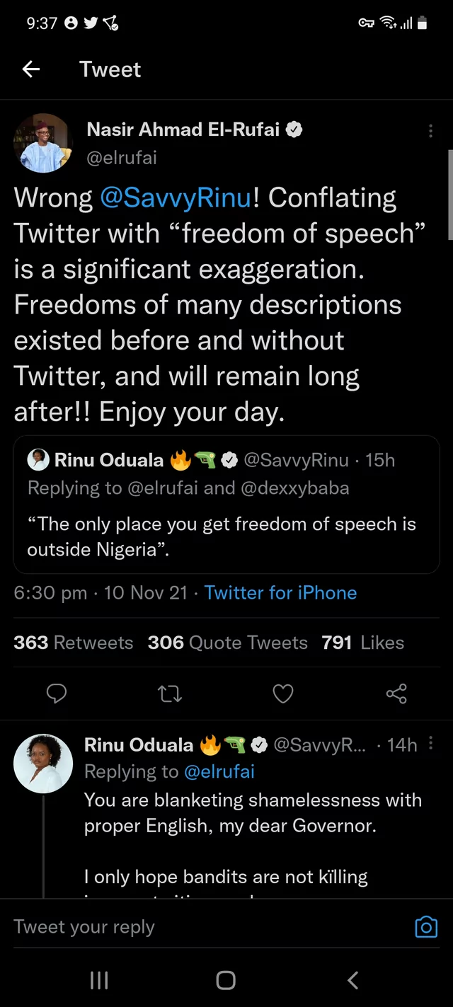 El-Rufai tweets from abroad amid ban, says 'conflating Twitter with freedom  of speech is exaggeration' | Pulse Nigeria
