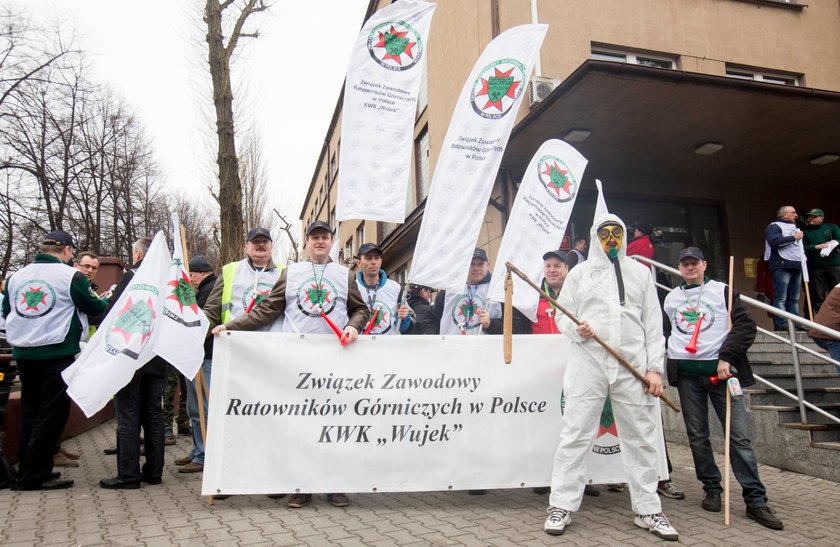 Protest górników w Katowicach