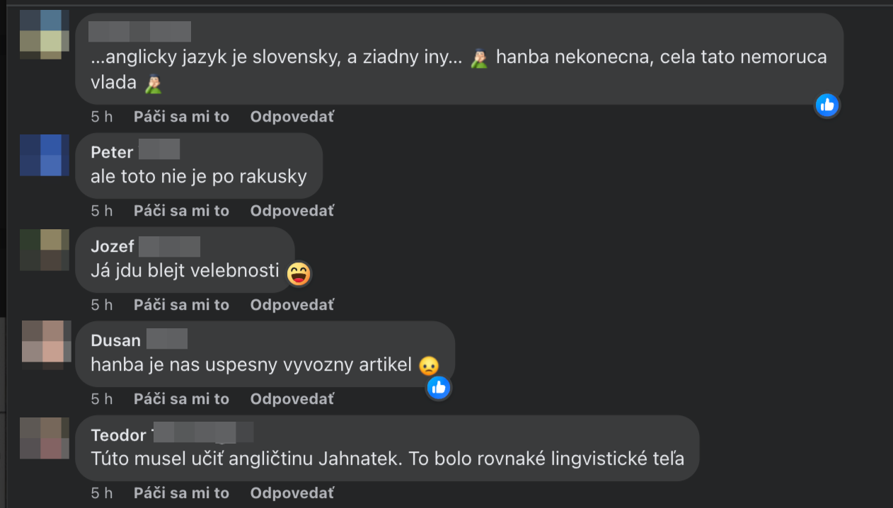 Ľudia kritizujú Martinu Šimkovičovú za jej angličtinu.