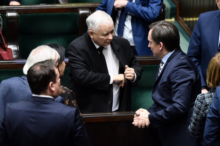 Jarosław Kaczyński i Zbigniew Ziobro w Sejmie