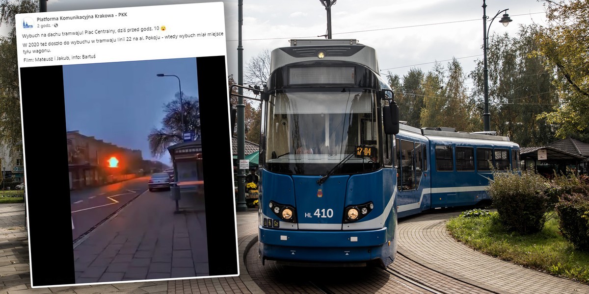 Na dachu tramwaju linii "19" w Nowej Hucie doszło dziś do wybuchu.