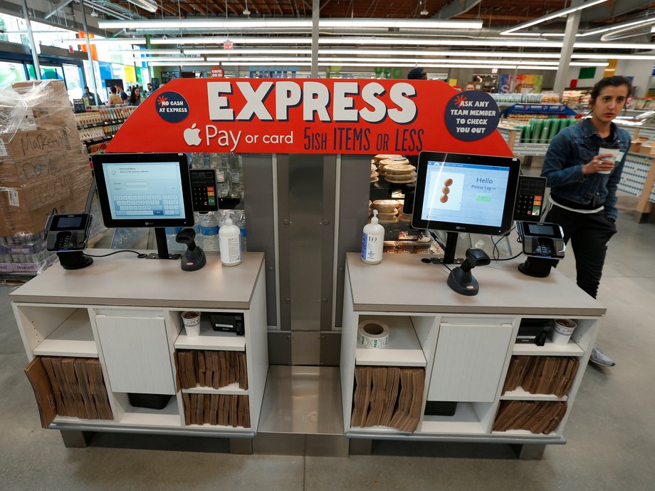 Whole Foods 365's express digital check-out stands.