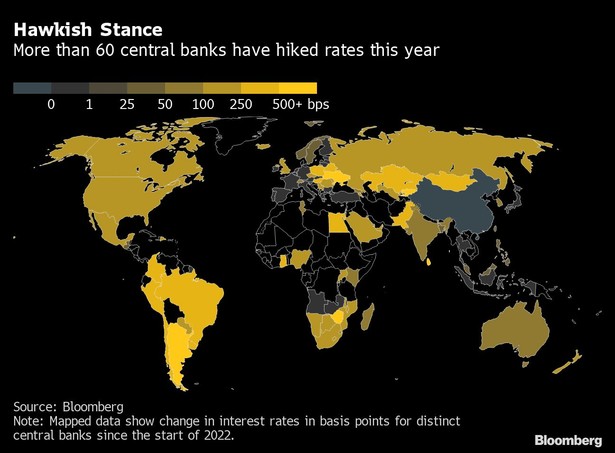 Ponad 60 banków centralnych podniosło w tym roku stopy procentowe