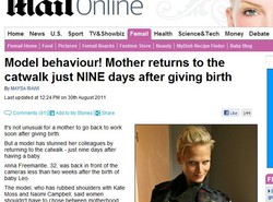 Modelka wróciła na wybieg zaledwie 9 dni po urodzeniu dziecka