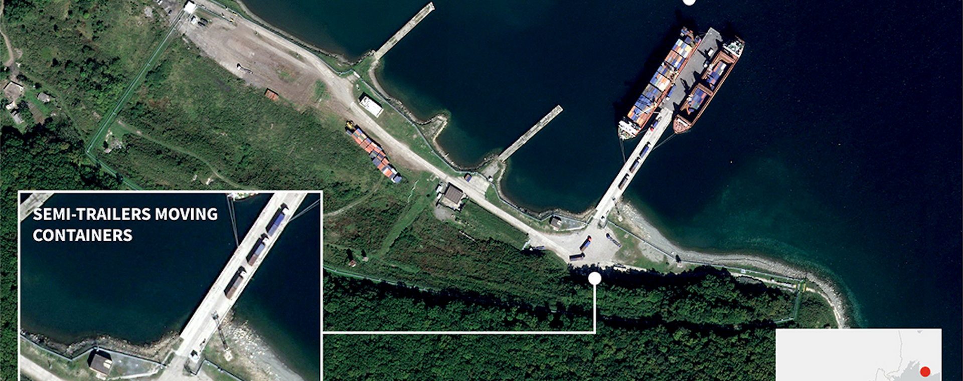 Zdjęcia satelitarne pokazują dwa statki towarowe odbywające wielokrotne podróże między Rosją a Koreą Północną.