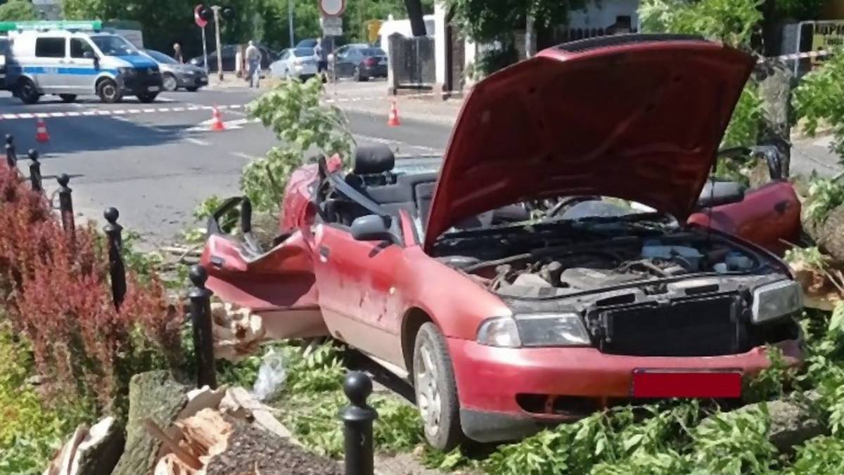Drzewo przygniotło jadący samochód - poszkodowane dwie osoby