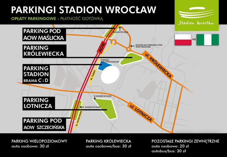 Parkingi przy Stadionie Wrocław