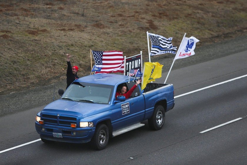 Supporters of U.S. President Donald Trump protest in Salem