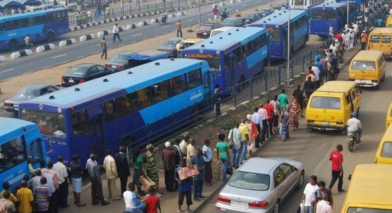 BRT buses at a terminal  in Lagos