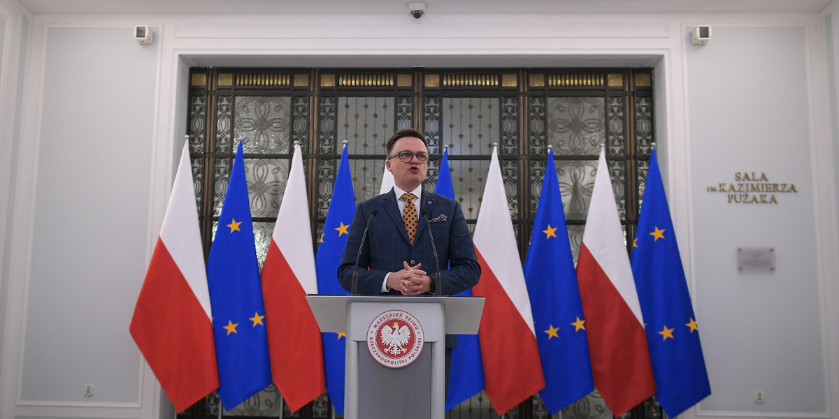 Konferencja marszałka Sejmu Szymona Hołowni