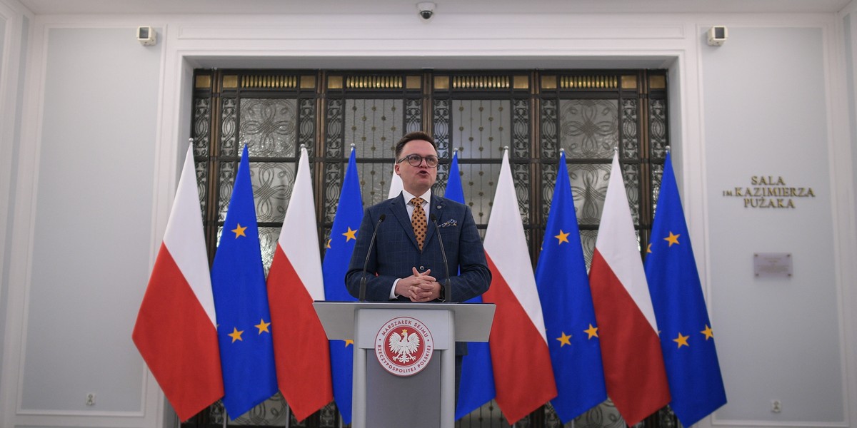 Konferencja marszałka Sejmu Szymona Hołowni