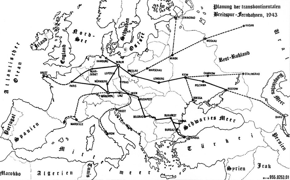 Plany budowy linii kolejowych Breitspurbahn - 1943