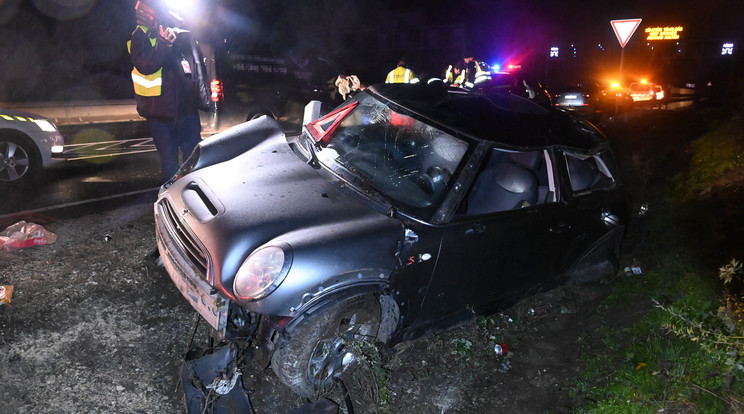 Az 58 éves férfi sofőr autójával az M0-ás autóútról letérve az árokba hajtott és a balesetben életét vesztette /Fotó: MTI/Mihádák Zoltán