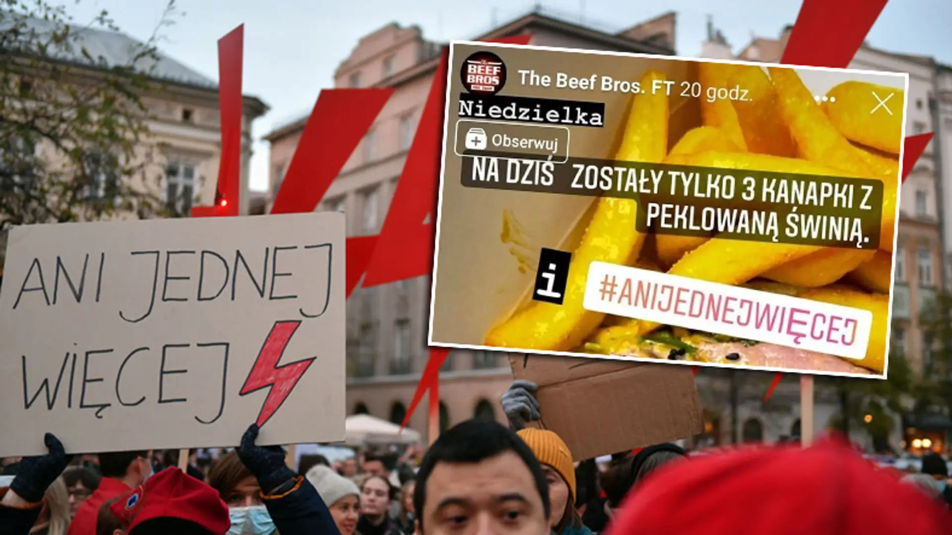 "Zostały trzy kanapki ze świnią i #anijednejwięcej". Reklama z Raciborza budzi kontrowersje