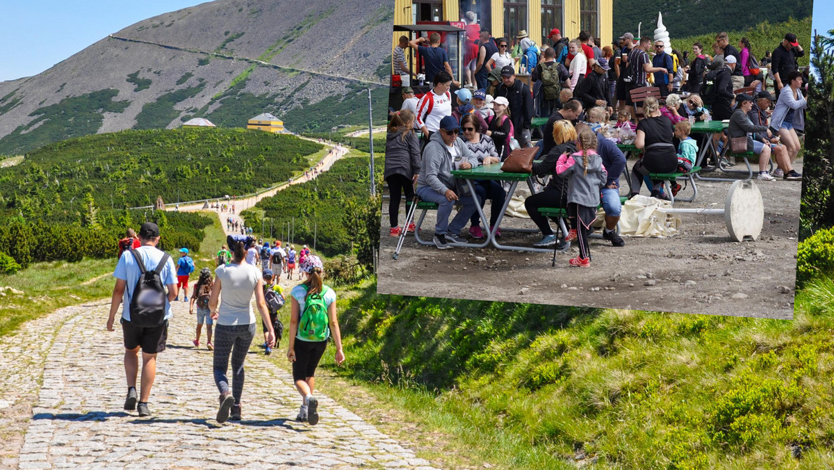 Karkonosze. Tłumy na Śnieżce. "Na szczycie nie ma gdzie stanąć, wszędzie ktoś"