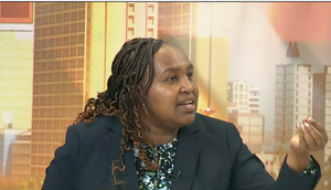 Aldai MP Marianne Kitany speaking during a show on K24 TV