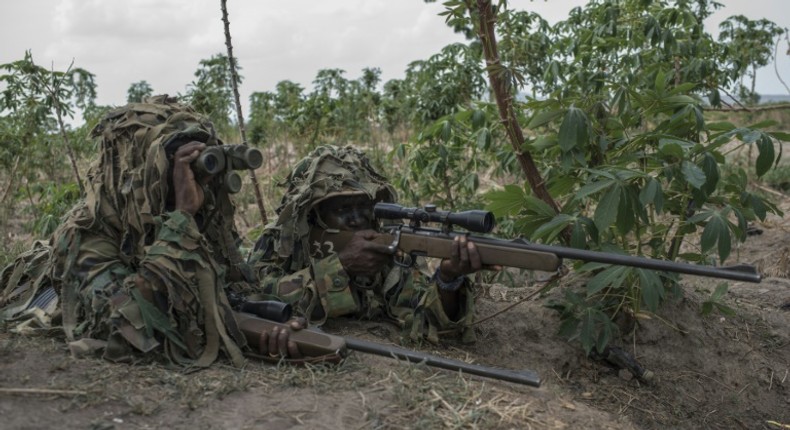 Nigeria troops, like those seen here in exercises, fought to keep Boko Haram jihadists from overrunning their base in the northeast