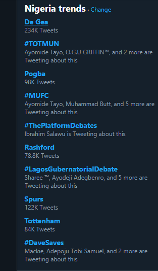 David de Gea was the number one trending item on Twitter (Twitter) 