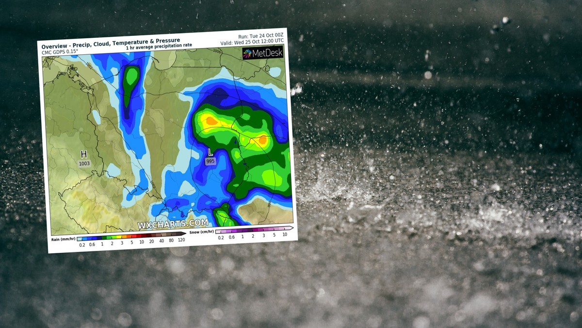 Pogoda na dziś, 25 października. Polska skąpie się w ulewie