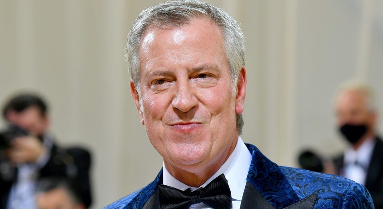 New York City Mayor Bill de Blasio (D) at the 2021 Met Gala.
