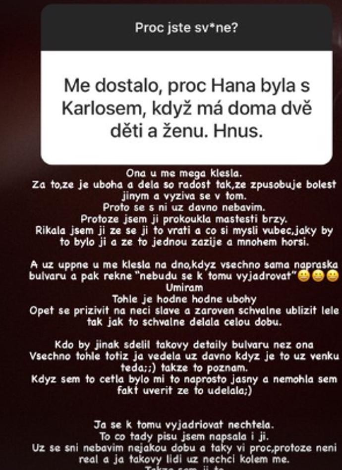 Česká pornoherečka Daisy Lee sa vyjadrila k údajnej nevere Karlosa Vémolu. 
