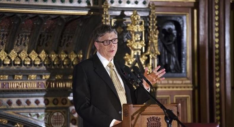 Bill Gates answers questions after giving a lecture on international aid to parliamentarians and guests in the Robing Room of the House of Lords in the Palace of Westminster, London November 10, 2014.   REUTERS/Tim Ireland/Pool