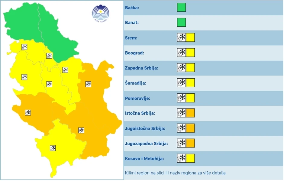 Meteoalarm za petak