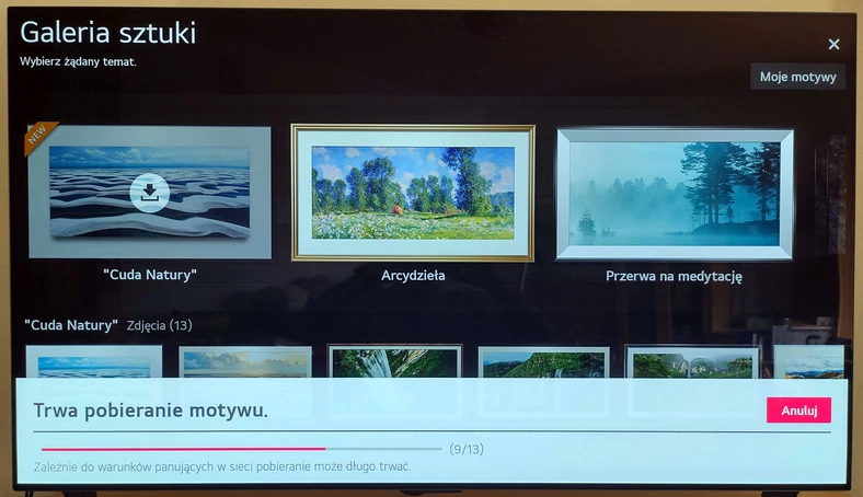 Wbudowana w LG OLED GX "galeria sztuki" oferuje wiele dodatkowych motywów pobieranych z Sieci