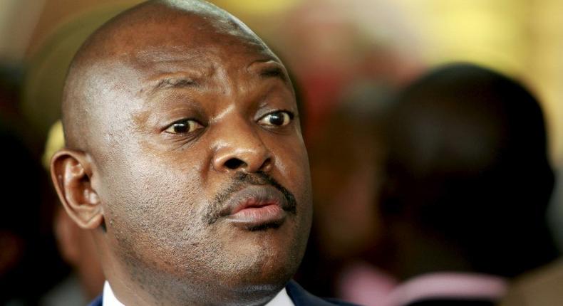 Burundi's President Pierre Nkurunziza addresses a news conference attended by the visiting United Nations Secretary-General Ban Ki-moon (not seen in picture) in the capital Bujumbura February 23, 2016. 