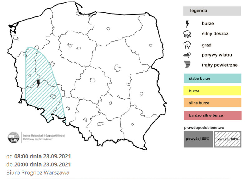 Prognoza burz na wtorek