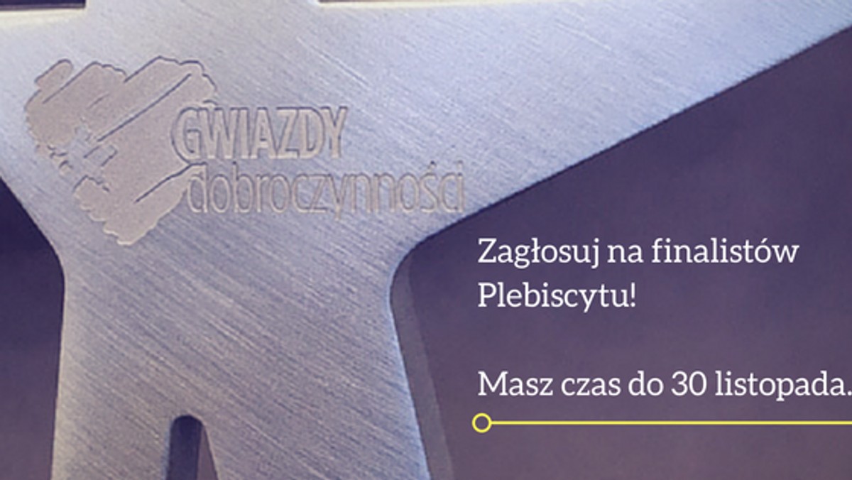 Społeczeństwo, Zdrowie, Pomoc charytatywna, Ekologia - w tych czterech kategoriach można głosować na 19 finalistów Plebiscytu Gwiazdy Dobroczynności. Dzięki głosom internautów każdy z nich ma szansę otrzymać wyjątkową statuetkę oraz pięć tysięcy złotych dla wybranej przez siebie organizacji pozarządowej.