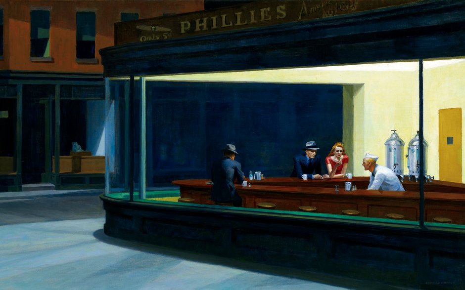 Najsłynniejszy obraz Edwarda Hoppera, "Nighthawks" (pol. "Nocne marki")