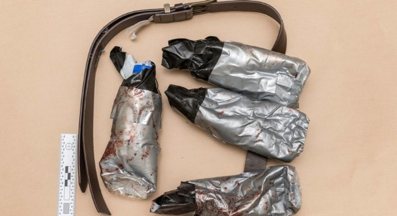 A handout picture from the Metropolitan Police shows a fake suicide belt worn by the attackers during the June 3 attacks on London Bridge and Borough Market